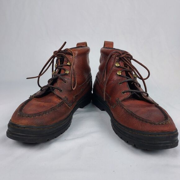 Justin Mens 9M Leather Moc Toe Ankle Boots Brown Casual Outdoor Shoes main image 8